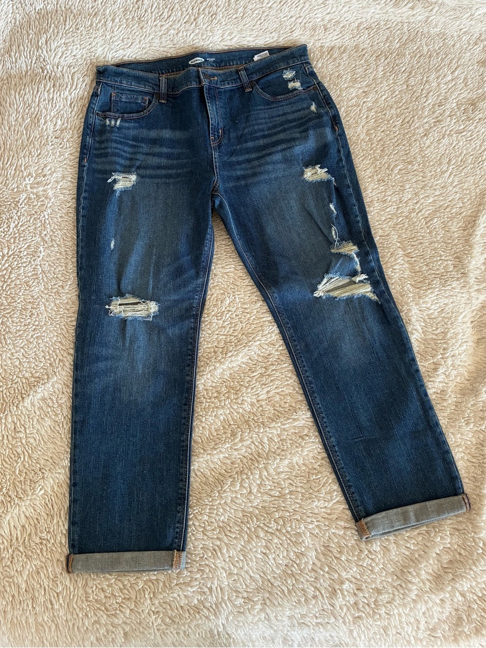 🌟NWOT•Old Navy Dark Blue Distressed Boyfriend Jeans